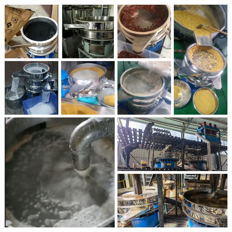 圓形振動(dòng)篩適用行業(yè)：食品，陶瓷，醫(yī)藥，冶金，化工等行業(yè)。