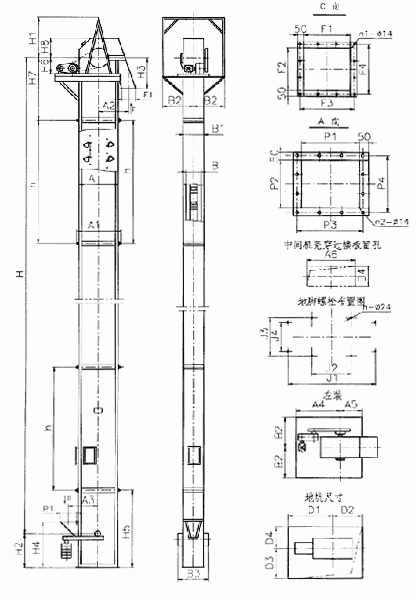 NE斗式提升機內(nèi)部結構圖紙展示