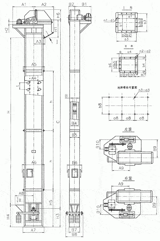 TH斗式提升機內(nèi)部結構圖紙展示