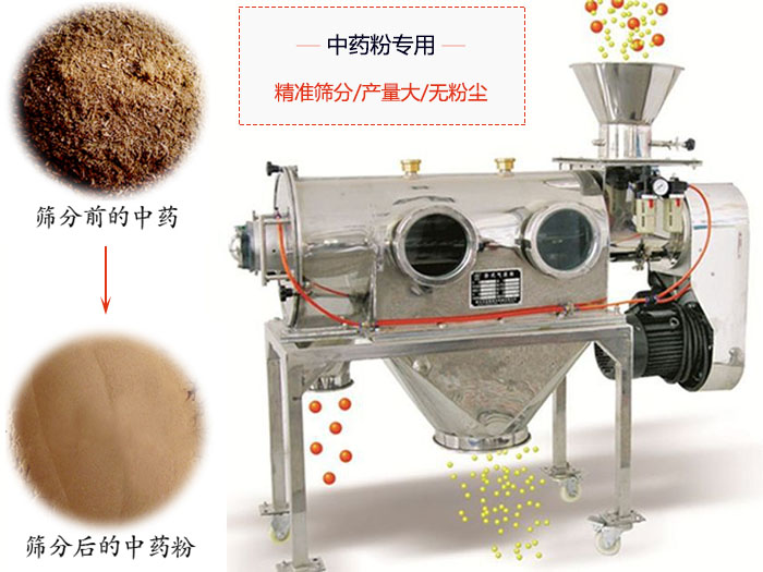 WQS50-130臥式氣流篩：中藥粉專用篩：精度篩分/產(chǎn)量大/無粉塵符合標(biāo)準(zhǔn)。