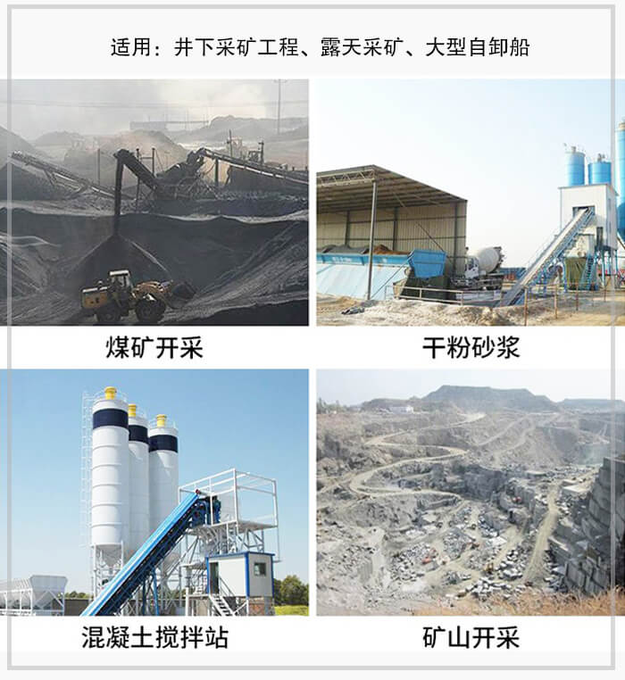 大傾角皮帶輸送機(jī)適用于煤礦開采，混凝土攪拌站，干粉砂漿，礦山開采等行業(yè)中。